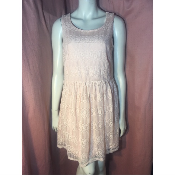 💕Light Pastel Pink Lace Formal Stretchy Dress XL - Picture 1 of 8